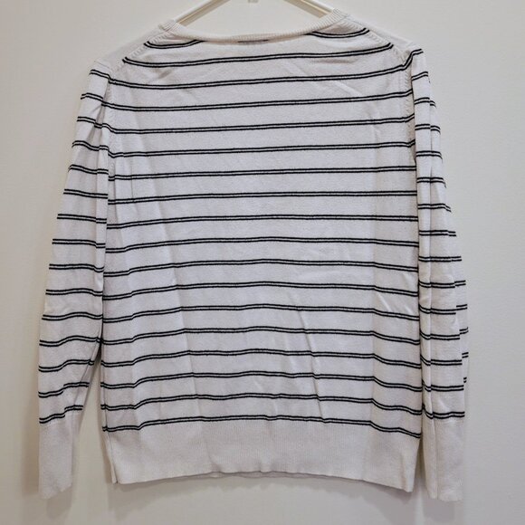 Worthington Womens CrewNeck Long Sleeve Sweater Large White/Black - Picture 5 of 6